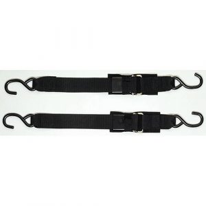 Attwood 15232-7 Quick-Release Transom Tie-Down Straps, Trailering, Padded Adjustable Buckle, S-Hooks, 2 Inches Wide, 4 Feet Long