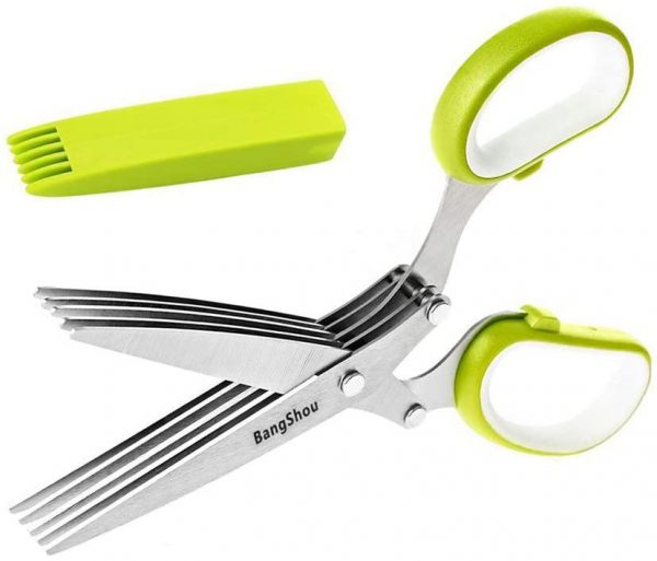 BangShou Herb Scissors High Quality Kitchen Scissors 5 Blades Stainless Steel Great Kitchen Gadgets