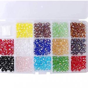 nuosen 500 Pieces Crystal Beads, 10 Colors 6mm Jewellery Beads Rondelle Shape Beads Briolette Faceted Beads Crystal Glass Beads for Jewellery Making