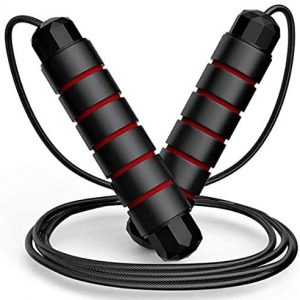 FITFORT Jump Rope, Tangle-Free Rapid Speed Jumping Rope Cable with Ball Bearings for Women, Men, and Kids, Adjustable Steel Jump Rope Workout with Foam Handles for Fitness, Home Exercise & Slim Body