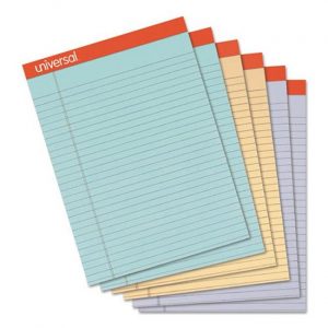 Universal Office Products 35878 8.5 x 11 in. Colored Perforated Ruled Writing Pad, Assorted Color - Pack of 6