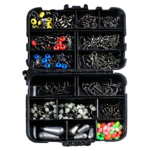 177 Pcs Fishhook Swivel Weights Connector Beads Sinker Lure Box Carp Kit Fishing Accessories Set Tackle