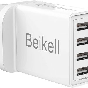 Beikell USB Plug Charger, 4-Port USB Wall Charger Power Adapter with Smart Device-Adaptive Fast Charging Technology,5V/25W for iPhone 11/11Pro/ XS/XR/X/8, Galaxy S8/Note 3, iPad Air 2/mini etc.