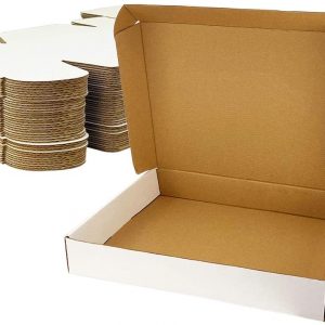 Giftgarden 13x10x2 Corrugated Shipping Boxes, Cardboard Boxes White Corrugated Mailer, Pack of 25 (33x25x5cm)