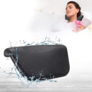 ESSORT Spa Bath Pillow, PU Waterproof Bath Cushion with Non-Slip Suction Cups, Ergonomic Home Spa Headrest for Relaxing Head, Neck, Back and Shoulders, 270x140x50mm