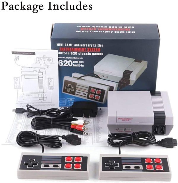 Classic Retro Game Console, AV Output NES Console Built-in 620 Classic Video Games for Kids Gift Birthday Gift