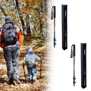 Carbon Fiber Adjustable Trekking Poles - Ultralight Weight, Collapsible, Metal Screw Flip Lock and Accessories Perfect for Walking & Hiking