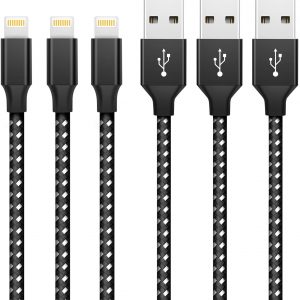 iPhone Charger Cable Lightning Cable 3Pack 3FT/1M Nylon Braided Fast Charging & Sync iPhone Charger Wire Compatible with iPhone XS/XR/X/8/8 Plus/7/6/6 plus/5/5S, iPad Pro/Air/mini and More