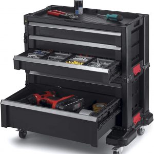 Keter Rolling Tool Chest with Storage Drawers, Locking System and 16 Removable Bins-Perfect Organizer for Automotive Tools for Mechanics and Home Garage