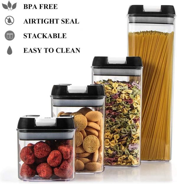 Airtight Food Storage Containers - Wildone Cereal & Dry Food Storage Containers Set of 7 with Easy Locking Lids, for Kitchen Pantry Organization and Storage, Include 20 Labels & 1 Marker