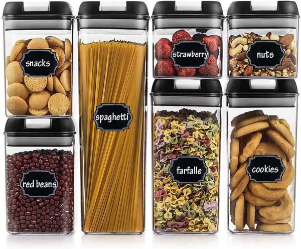 Airtight Food Storage Containers - Wildone Cereal & Dry Food Storage Containers Set of 7 with Easy Locking Lids, for Kitchen Pantry Organization and Storage, Include 20 Labels & 1 Marker