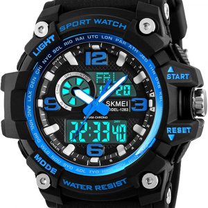 Mens Sports Watch, 5 ATM Waterproof Digital Military Watches with Countdown/Timer/Alarm for Men, Shock Resistant LED Analogue Running Man Wrist Watch - Blue by BHGWR