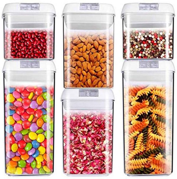 Air-Tight Food Storage Container Set [6-Piece Set] - Pantry Durable Seal Pot - Cereal Storage Containers - for Dry Foods & Liquids - BPA Free