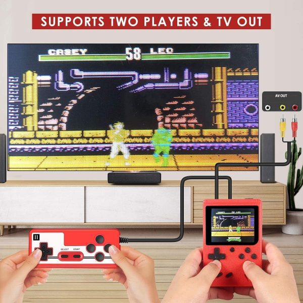 Hockoliy Handheld Game Console, Retro Game Player with 400 Classical FC Video Games 3.0-Inch Color Screen, Supporting 2 Players and TV Connection, Gift for Kids and Adult - Plug and Play
