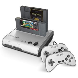 Retro-Bit Retro Duo 2 in 1 Console System - for Original NES and SNES Games - Silver/Black