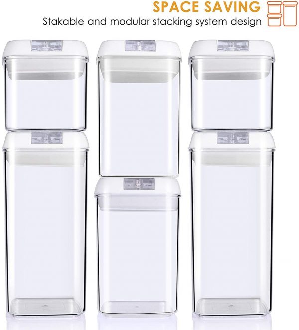 Air-Tight Food Storage Container Set [6-Piece Set] - Pantry Durable Seal Pot - Cereal Storage Containers - for Dry Foods & Liquids - BPA Free