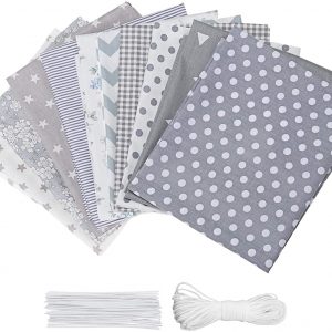 king do way 10pcs Large 60 * 50cm Different Pattern Patchwork Fabric Craft Printed TOP Cotton Material Mixed Bundle Quilting With 10m Cotton Rope and 50pcs Nose Wire Sewing Artcraft Lint DIY Fabric