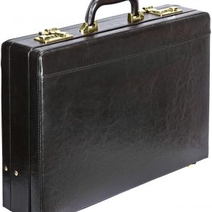 Tassia Faux Leather Expanding Briefcase - Twin Combination Lock System - Black