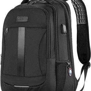 Laptop Backpack, Anti-Theft Business Travel Work Computer Rucksack with USB Charging Port, 15.6 Inch Large Lightweight College High School Bag for Boy Men Women, Black