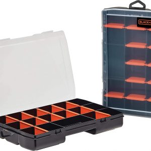 beyond by BLACK+DECKER Small Parts Organizer Box with Dividers, Screw Organizer & Craft Storage, 17-Compartment, 2-Pack (BDST60779AEV)