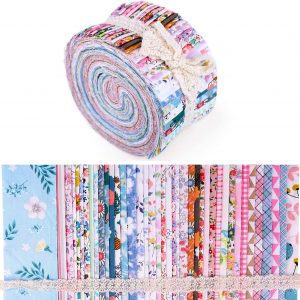 40 Patterns Fabric Jelly Rolls, 6.25x 100cm Fabric Roll Up, Flower Patchwork Cotton Jelly Roll Fabric, Patchwork Crafts with Different Patterns for Crafts