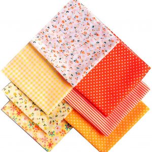 Limeow 50x50 Fabric Squares Bundles 50cm Tightly Woven Cotton Craft Fabric Bundle Patchwork Fabric Squares 50 x 50cm Fat Quarters Fabric Bundles Squares Sewing Patchwork 7 Pieces (Yellow)