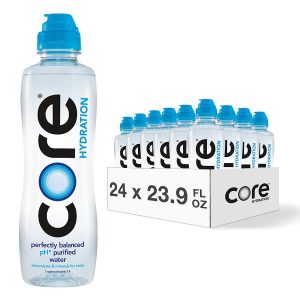CORE Hydration Nutrient Enhanced Water, Perfect 7.4 Natural pH, Ultra-Purified With Electrolytes and Minerals, Sports Cap For Convenience, 23.9 Fl Oz, Pack of 24