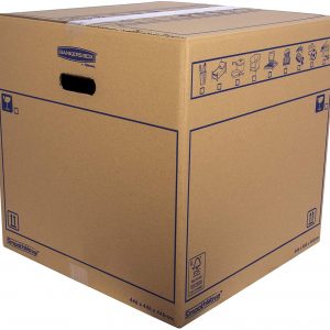 BANKERS BOX 10 SmoothMove Heavy Duty Double Wall Cardboard Moving and Storage Boxes with Handles, 88.5 Litre, 44.5 x 44.5 x 44.5 cm, 10 Pack