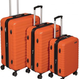 AmazonBasics Hardside Luggage Suitcase - 3 Piece Set (55 cm, 68 cm, 78 cm), Burnt Orange