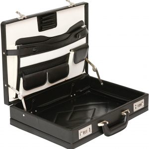 Tassia Attache Leather Look Expanding Briefcase - Twin Combination Locks