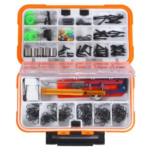 350pcs Fishing Tackle Set Assorted Fishing Hooks Swivels Space Beans Carp Fishing Accessories with Tackle Box