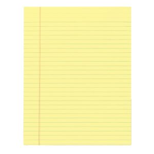 Office Depot Glue-Top Writing Pads, 8 1/2in. x 11in., Legal Ruled, 50 Sheets, Canary, Pack Of 12 Pads, 99412