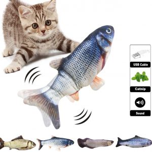 Electric Moving Fish Cats Toy, Realistic Flopping Wagging Kicker Fish Toys Interactive Catnip Toys for Kitty Pets （B）